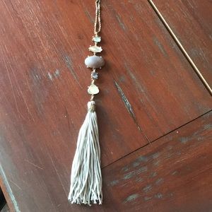 Ann Taylor loft blue crystal long necklace